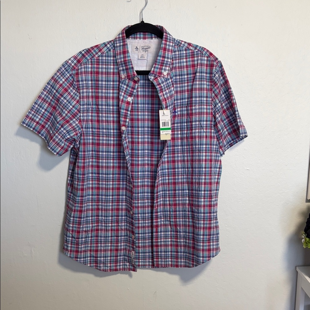 Croft & Barrow Red and Blue Plaid Button Down Shirt